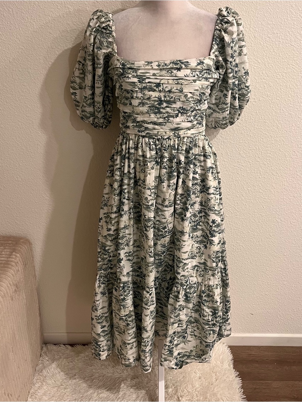Abercrombie & Fitch Emerson Poplin Puff Sleeve Midi Dress